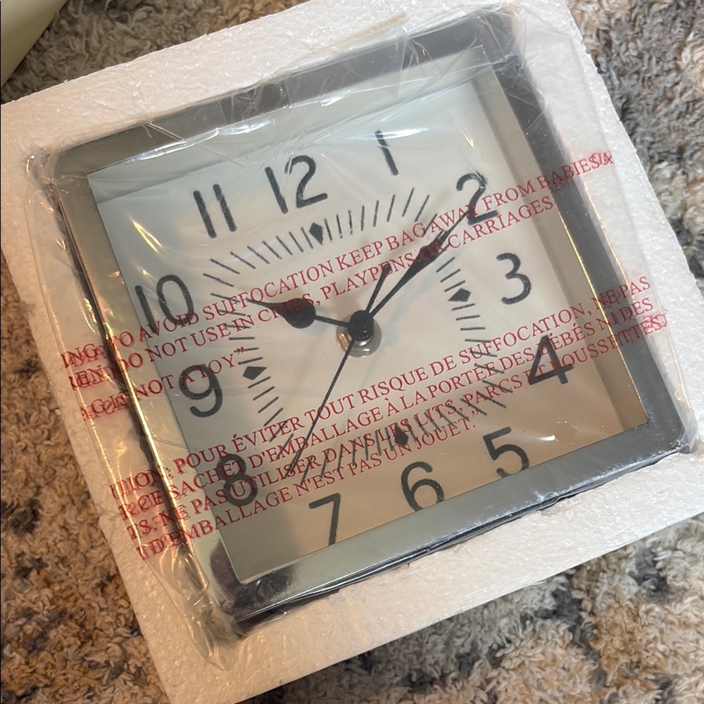 NEW* Pottery Barn* Brentwood Clock* Modern Silver Wall Clock